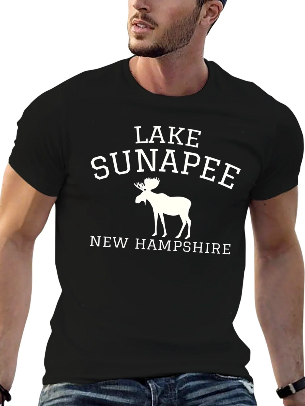 Lake Sunapee New Hampshire Black Graphic Tee product image 9