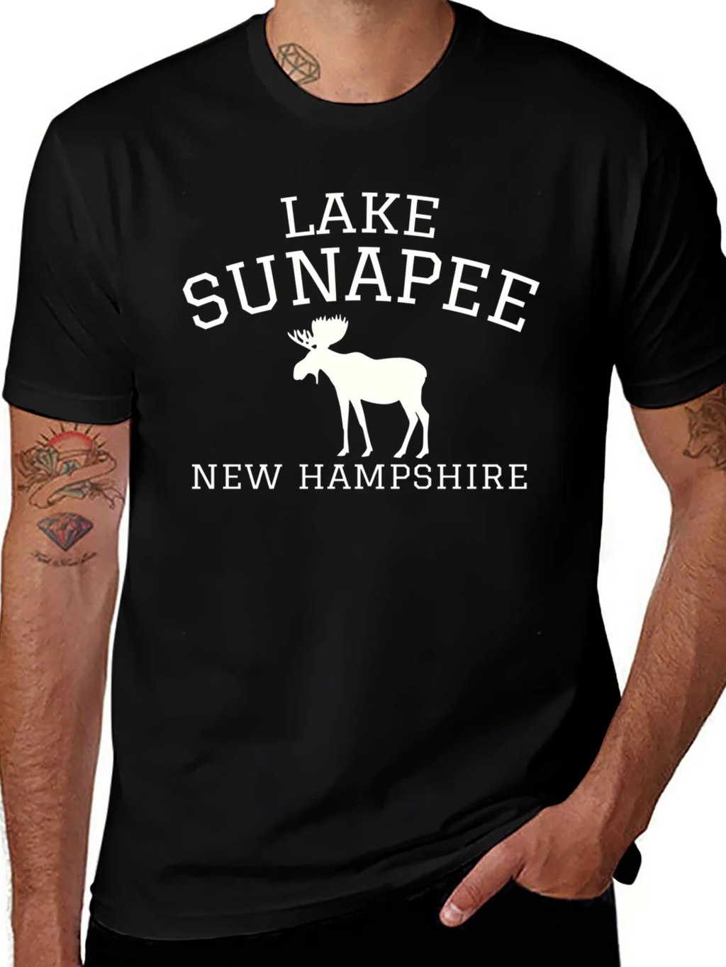 Lake Sunapee New Hampshire Black Graphic Tee product image 1