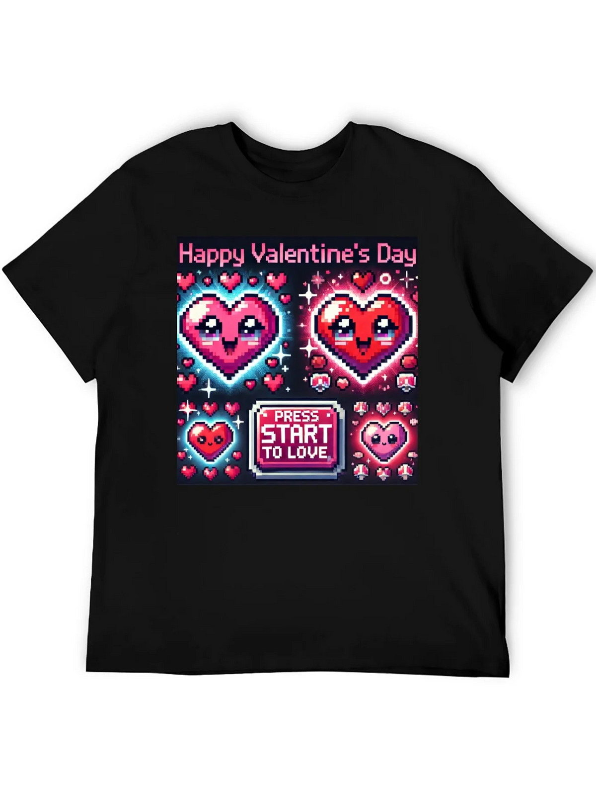 Valentines Day Pixel Hearts Gamer T-Shirt product image 8