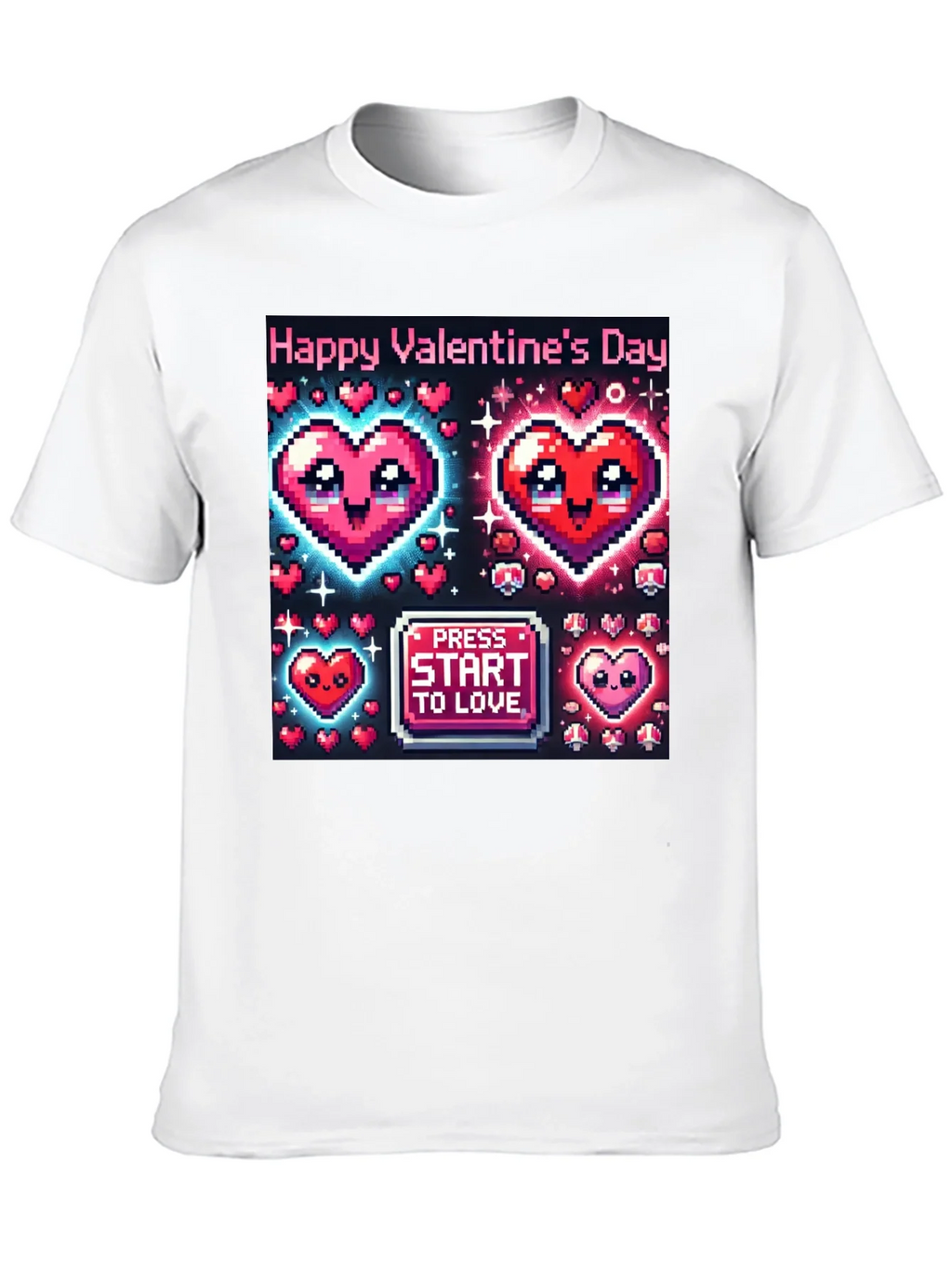 Valentines Day Pixel Hearts Gamer T-Shirt product image 12