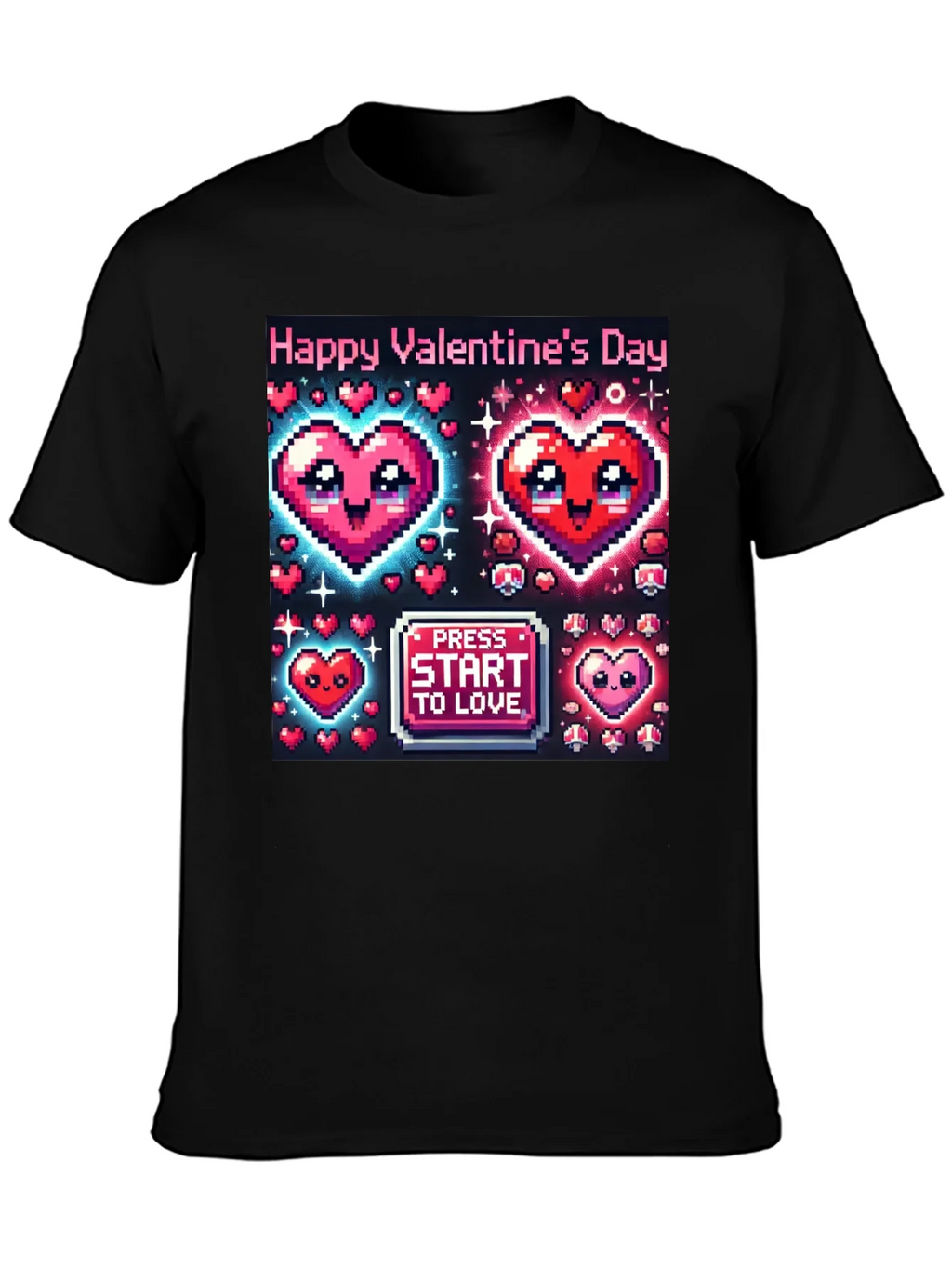 Valentines Day Pixel Hearts Gamer T-Shirt product image 6