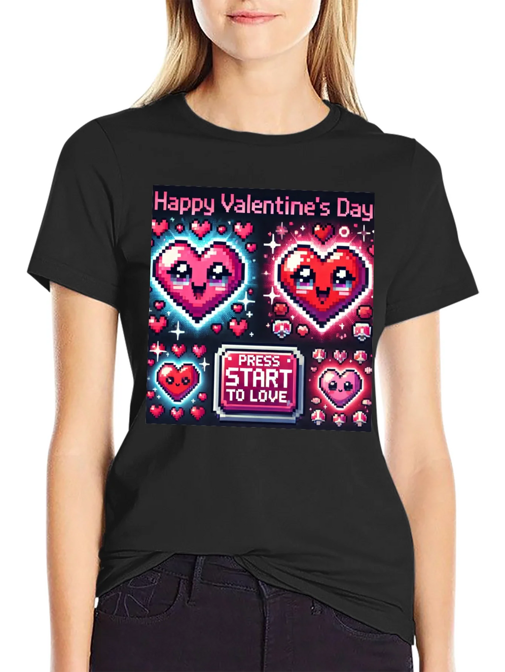 Valentines Day Pixel Hearts Gamer T-Shirt product image 5