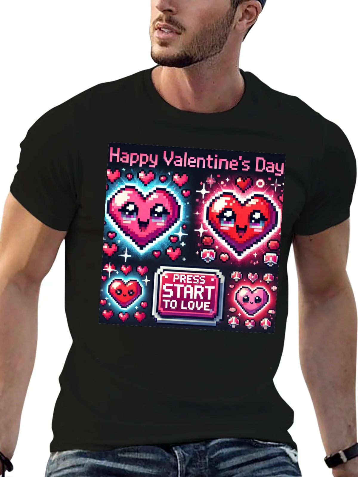 Valentines Day Pixel Hearts Gamer T-Shirt product image 9