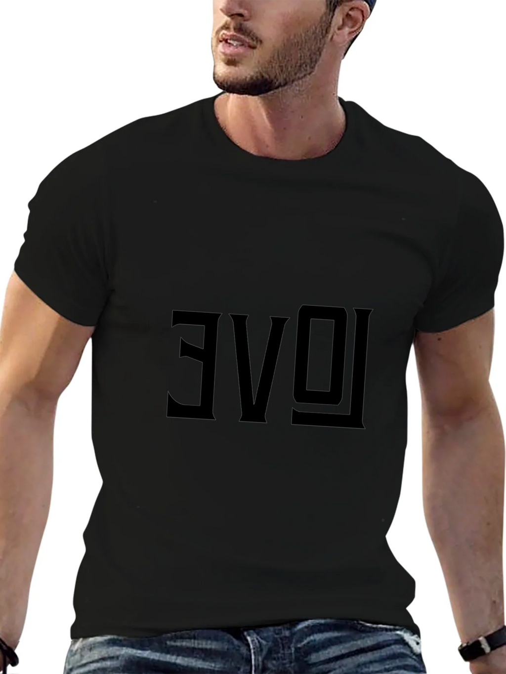 Reversed Love Graphic Black T-Shirt product image 9