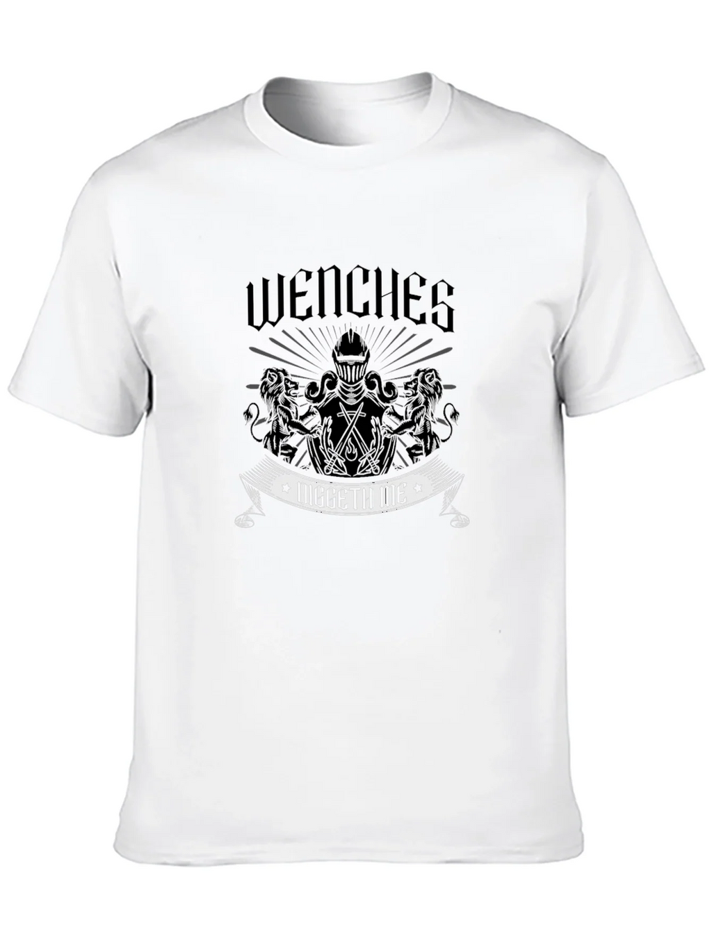 Wenches Diggeth Me Black T-Shirt - Medieval Knight Design product image 12