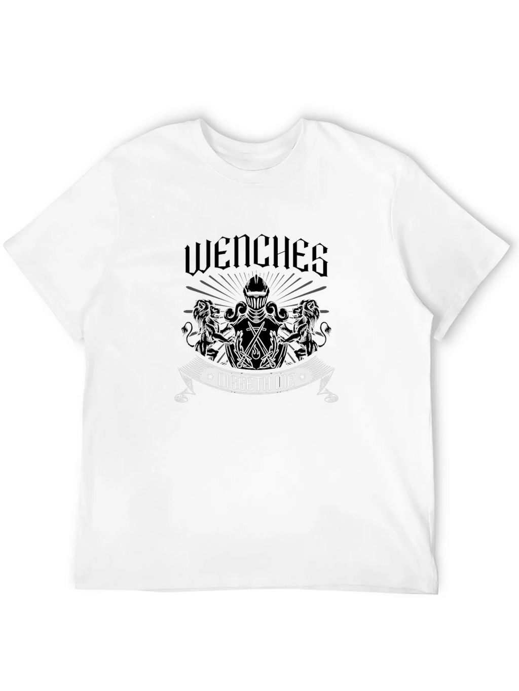 Wenches Diggeth Me Black T-Shirt - Medieval Knight Design product image 3