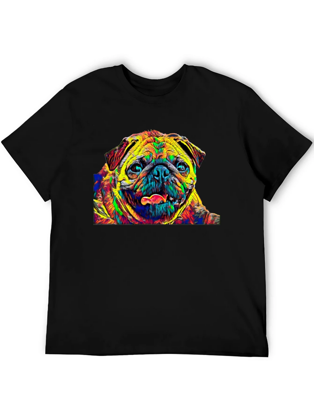 Colorful Pug Graphic T-Shirt - Black product image 8