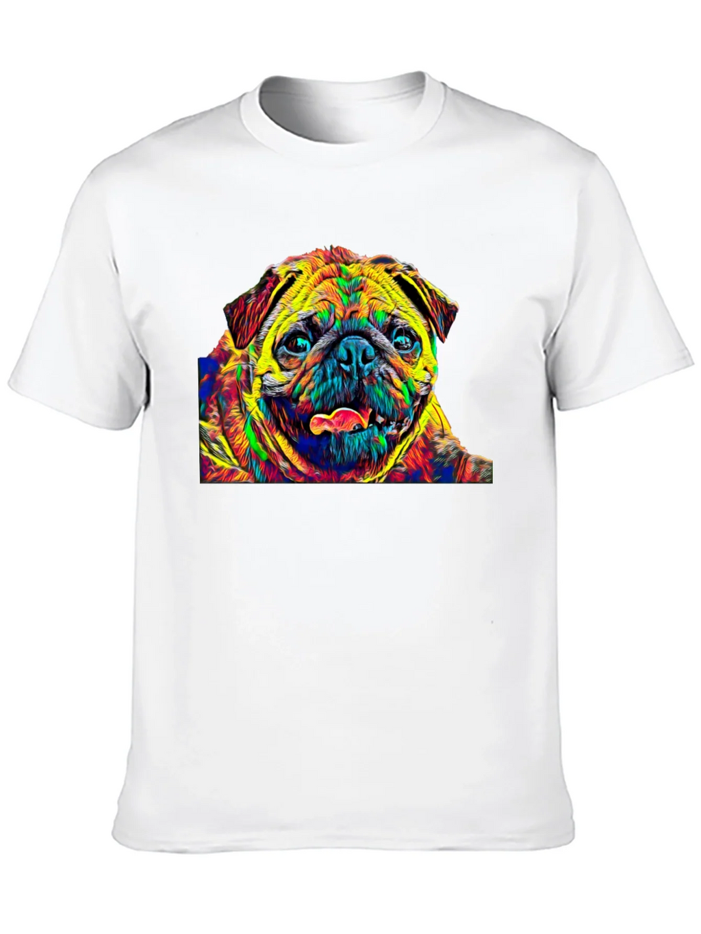 Colorful Pug Graphic T-Shirt - Black product image 12