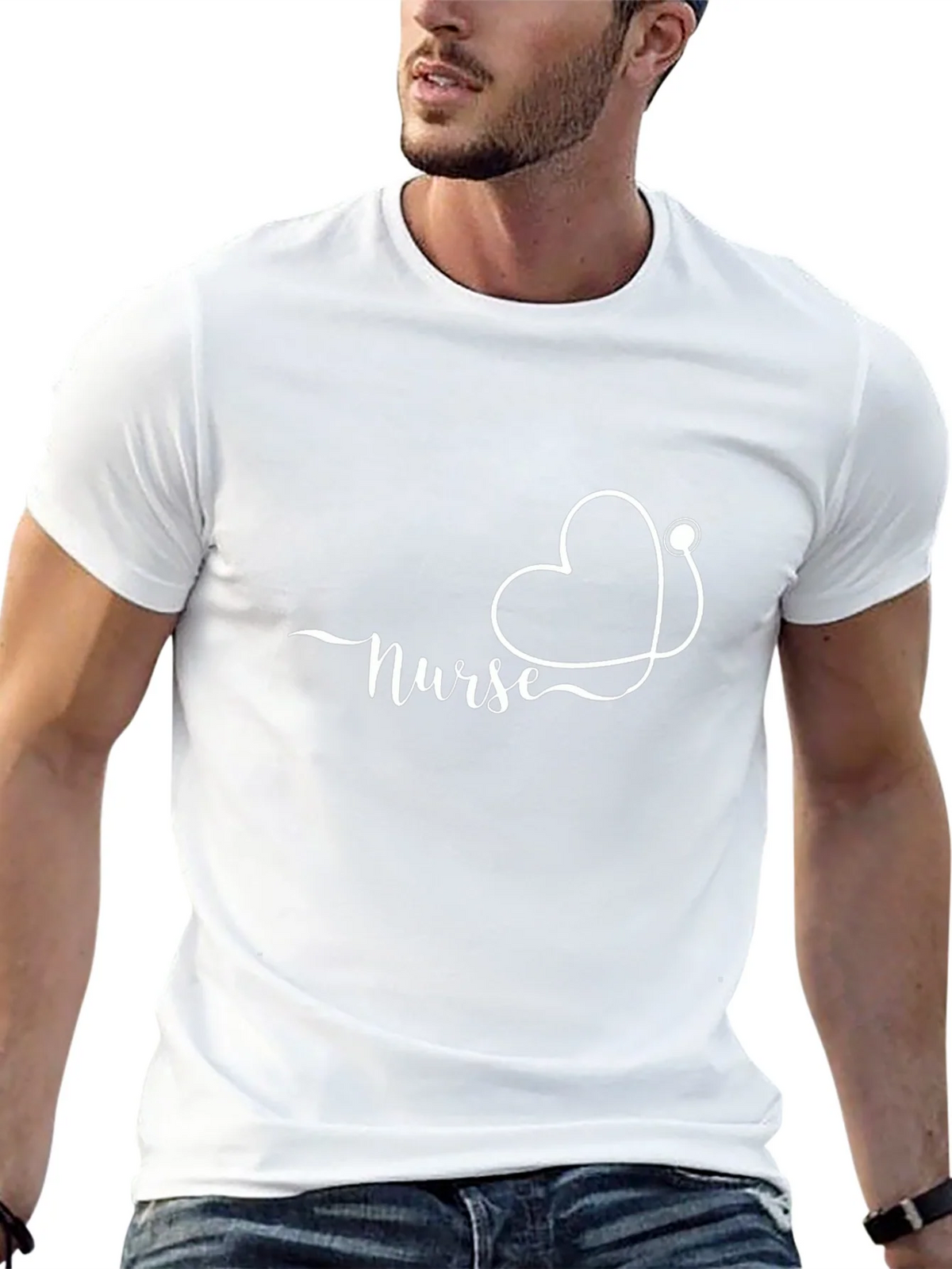 Nurse Heart Stethoscope Black T-Shirt product image 4