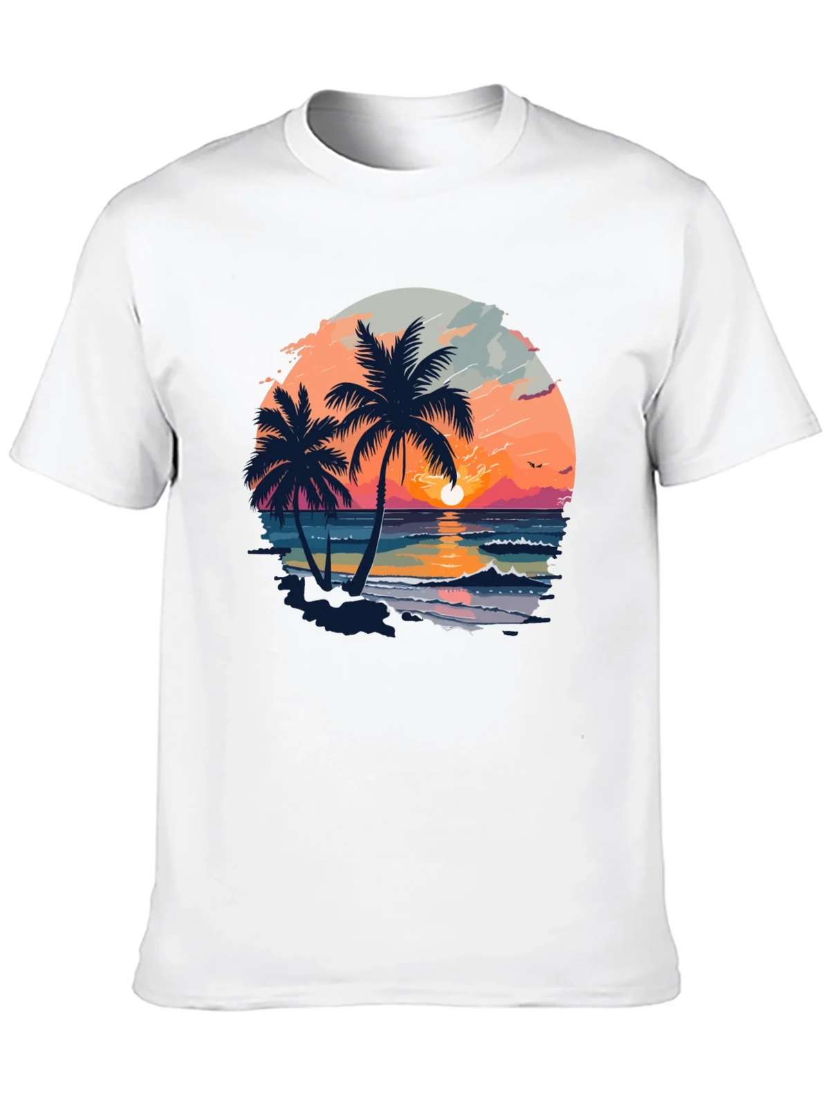 Tropical Sunset Palm Tree Graphic Black T-Shirt product image 12