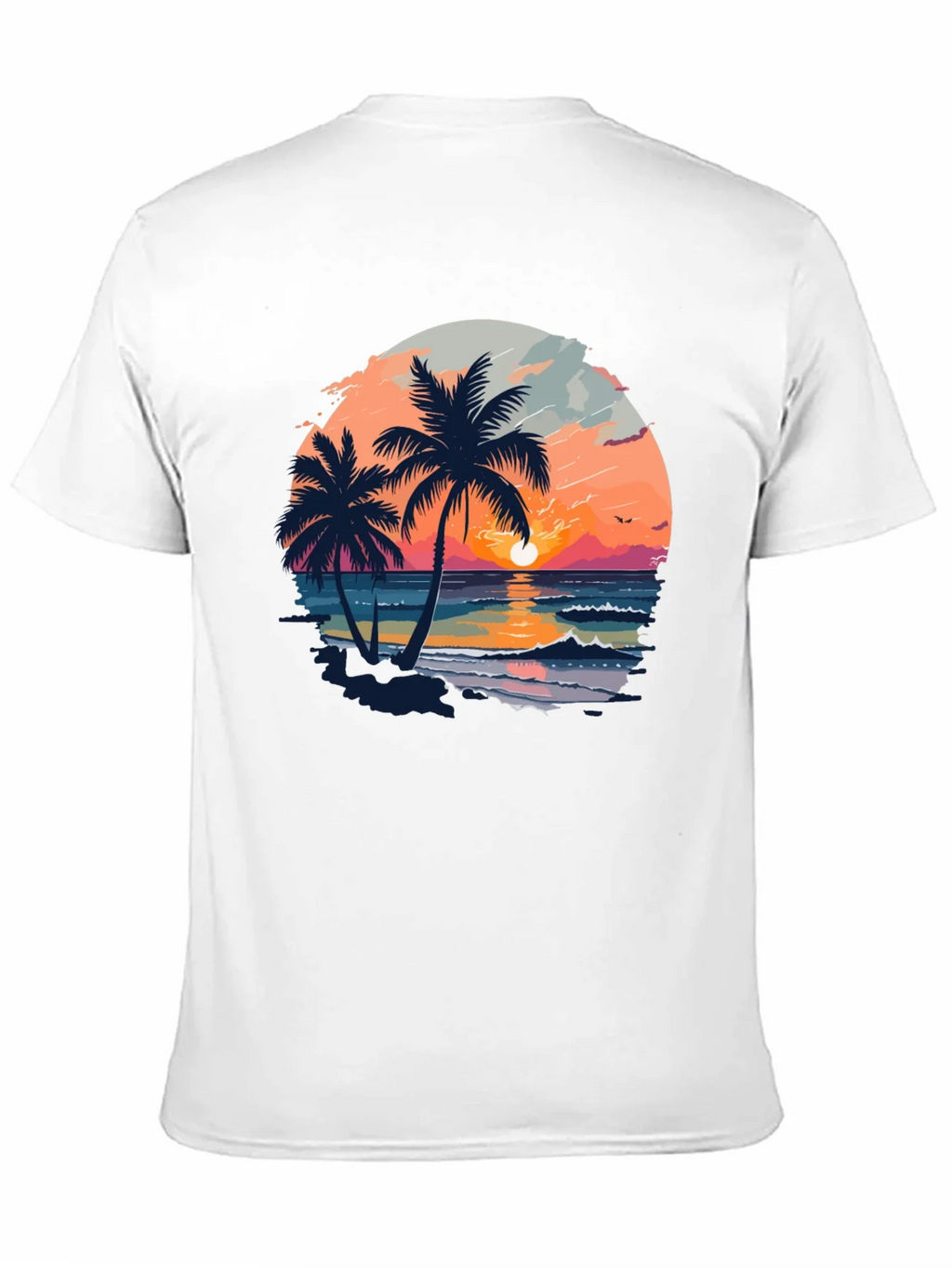 Tropical Sunset Palm Tree Graphic Black T-Shirt product image 2