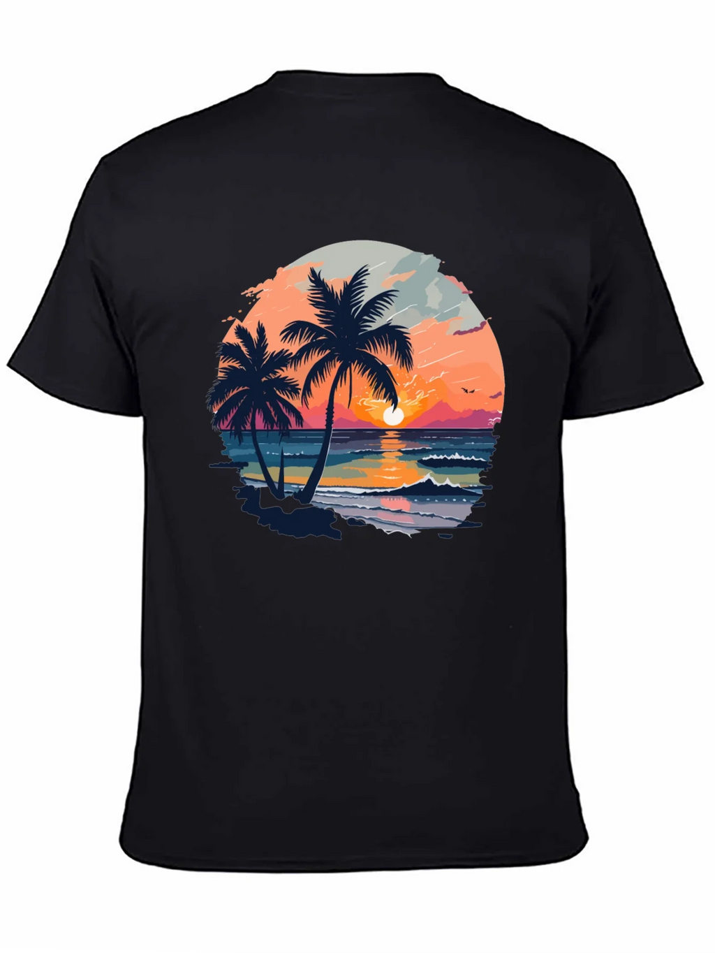Tropical Sunset Palm Tree Graphic Black T-Shirt product image 7