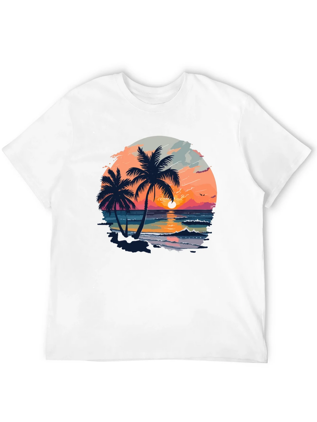 Tropical Sunset Palm Tree Graphic Black T-Shirt product image 3