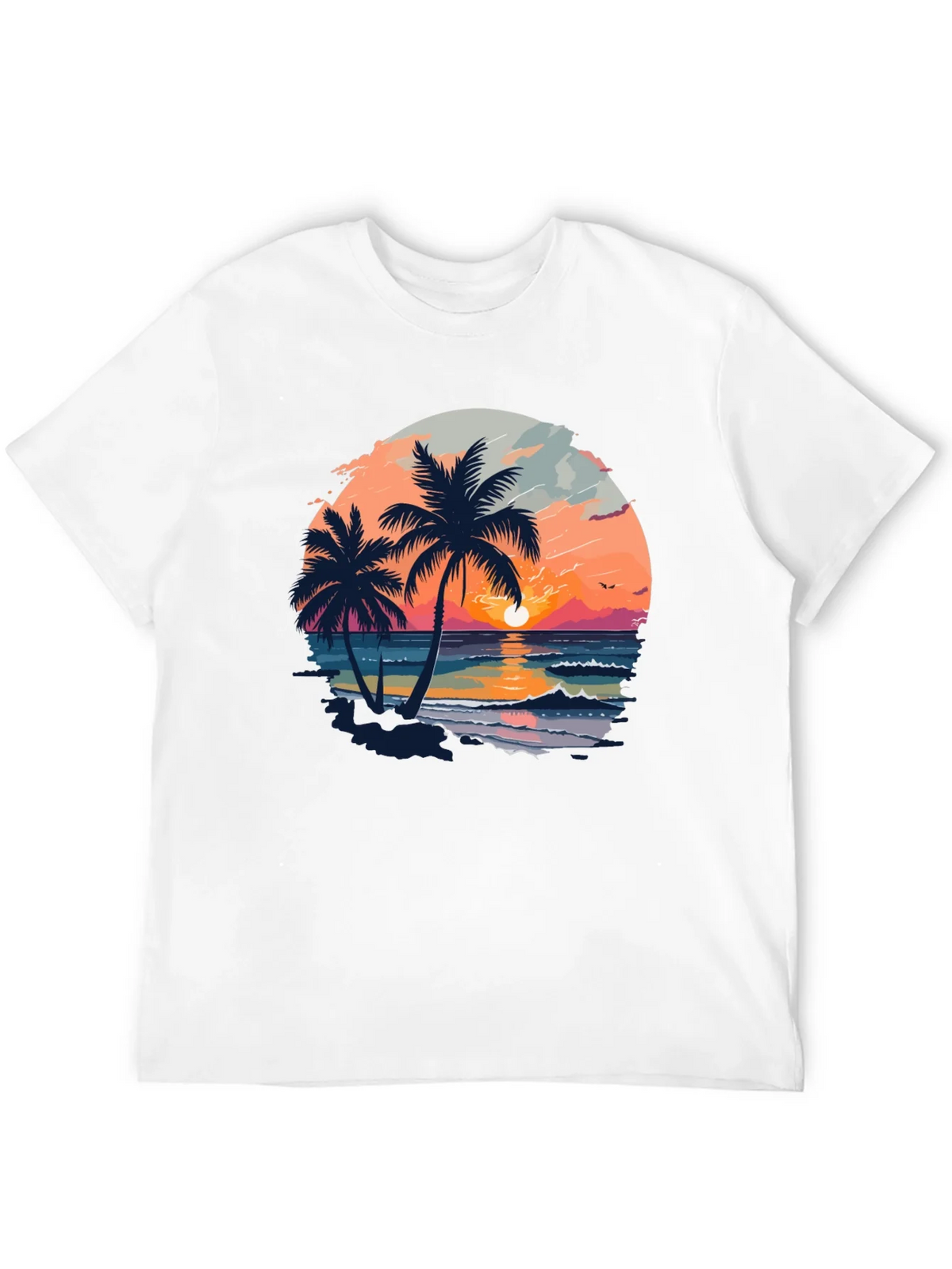 Tropical Sunset Palm Tree Graphic Black T-Shirt product image 3