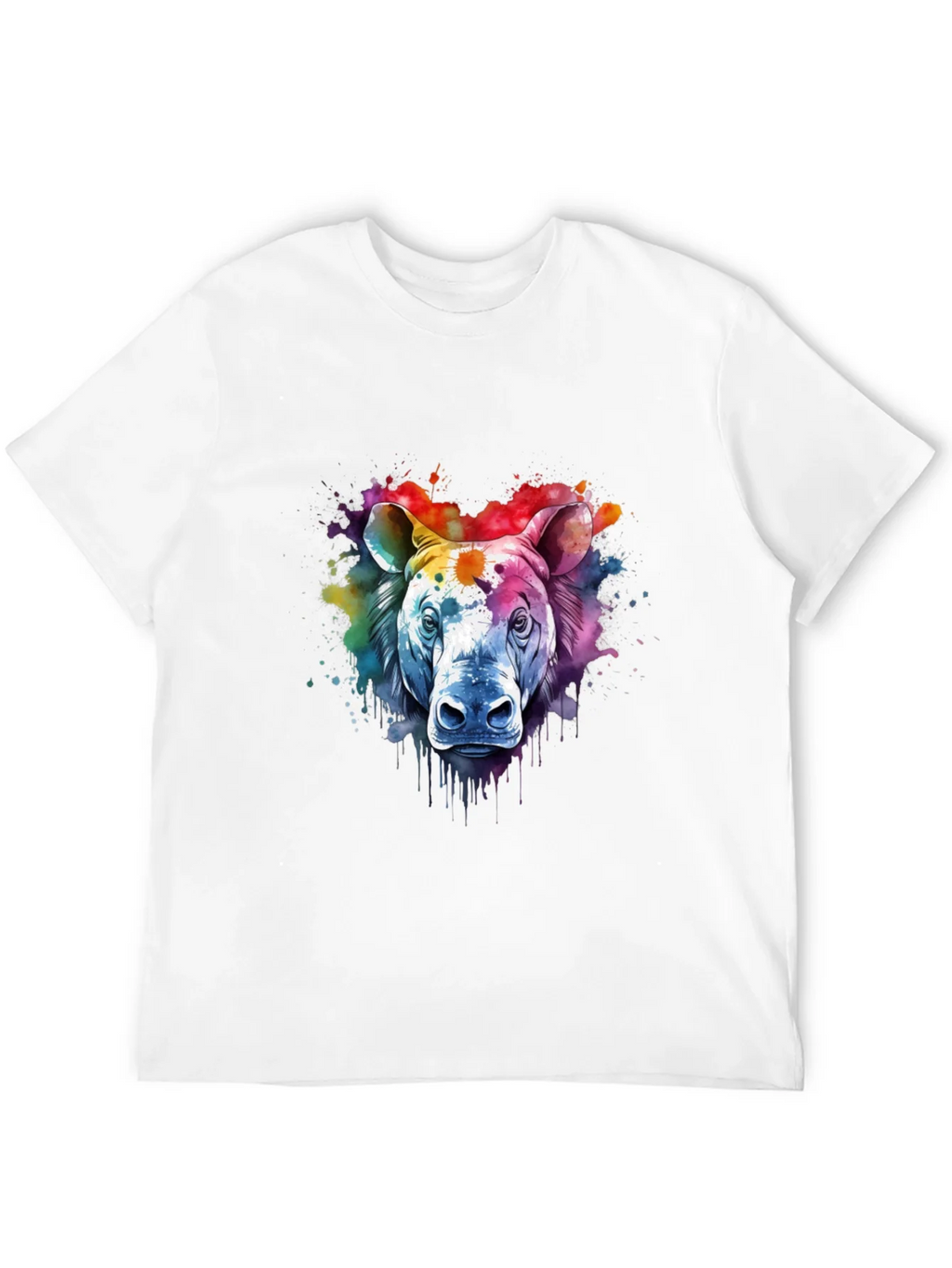 Watercolor Rhino Graphic Tee - Unique Animal Art Shirt product image 3