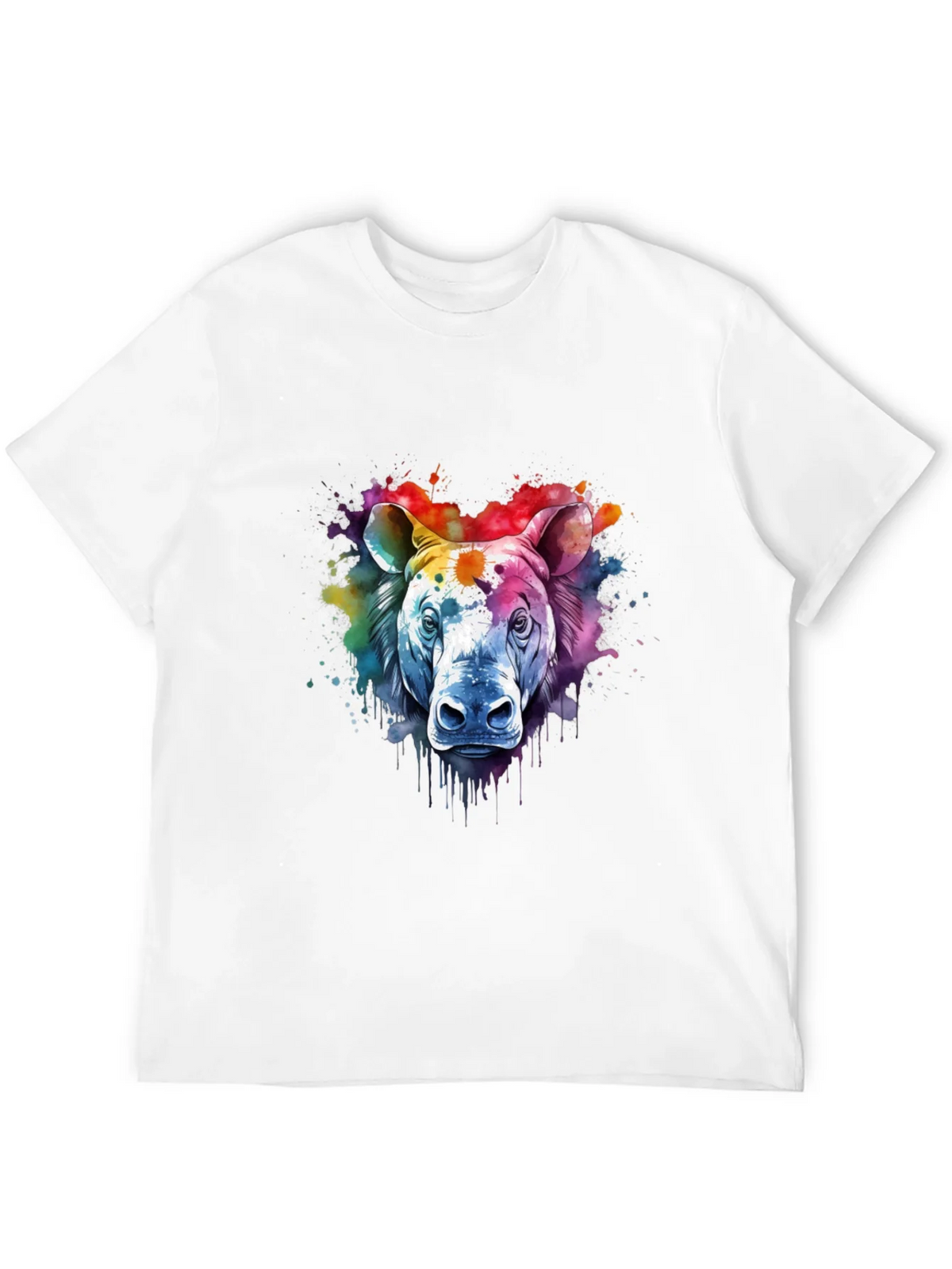 Watercolor Rhino Graphic Tee - Unique Animal Art Shirt product image 3