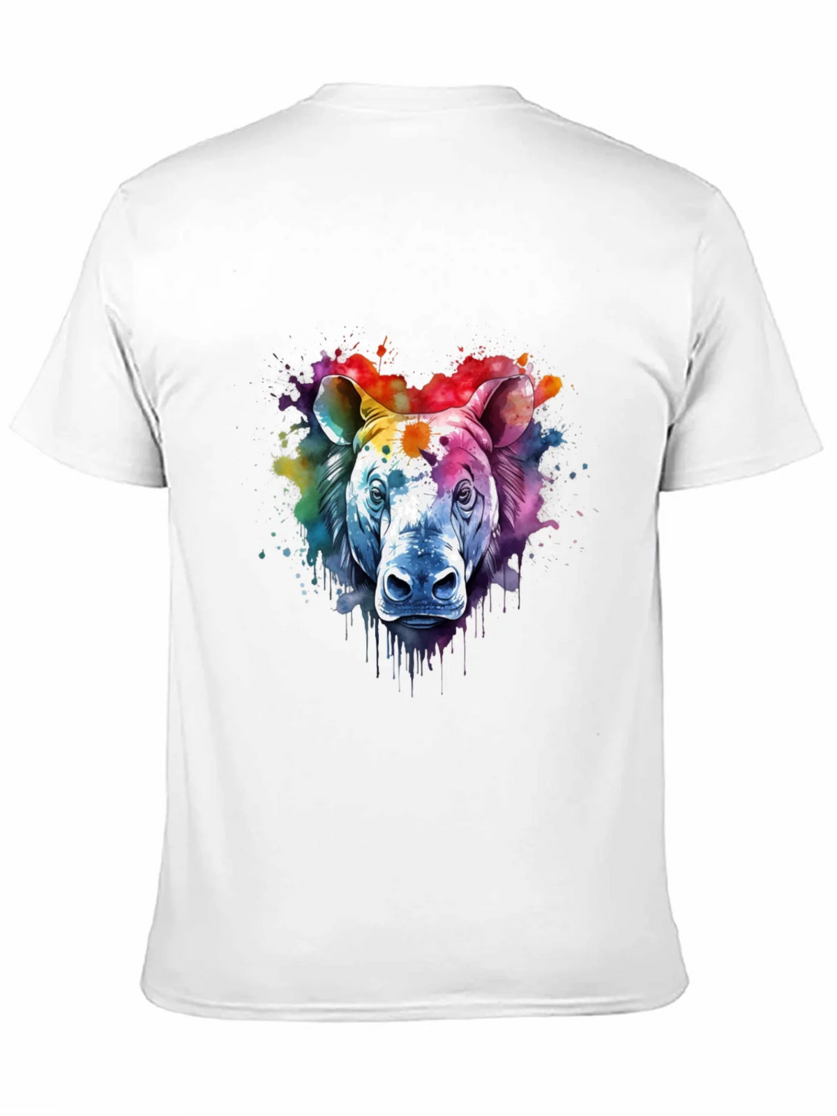 Watercolor Rhino Graphic Tee - Unique Animal Art Shirt product image 2
