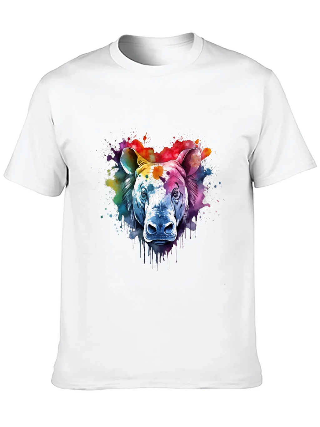 Watercolor Rhino Graphic Tee - Unique Animal Art Shirt product image 12