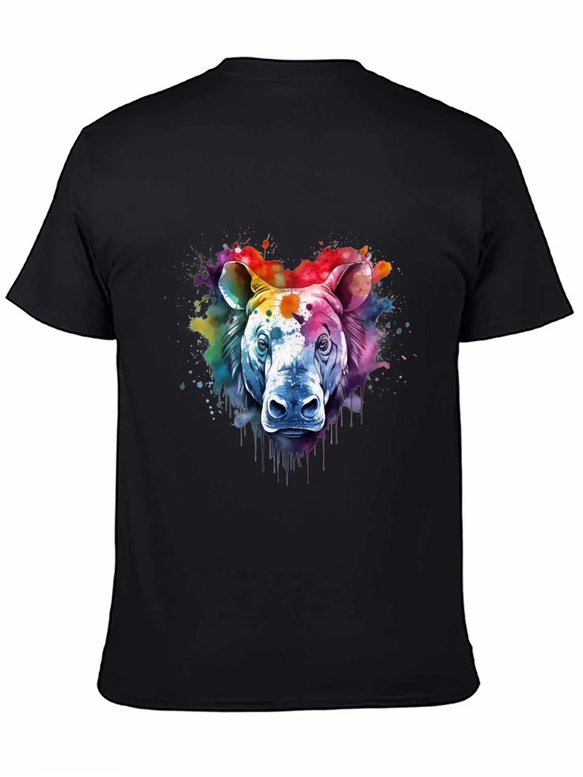 Watercolor Rhino Graphic Tee - Unique Animal Art Shirt product image 7