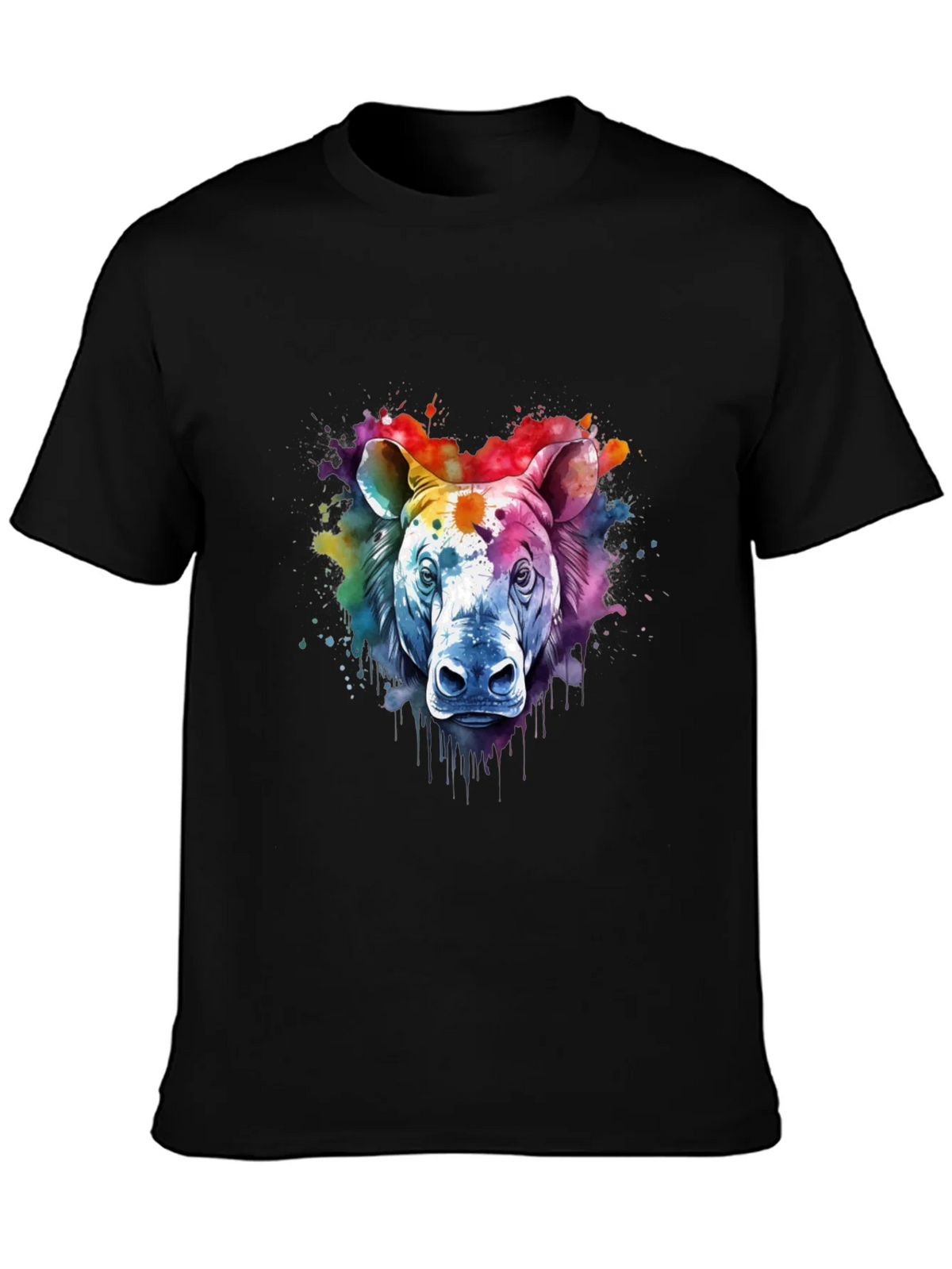 Watercolor Rhino Graphic Tee - Unique Animal Art Shirt product image 6