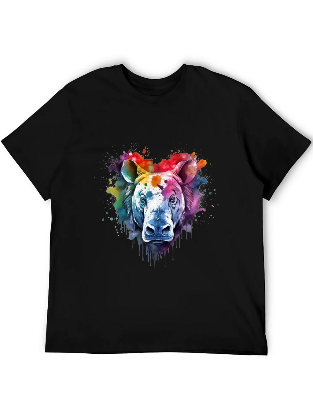 Watercolor Rhino Graphic Tee - Unique Animal Art Shirt product image 8
