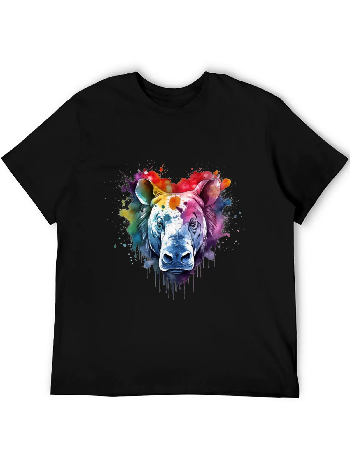 Watercolor Rhino Graphic Tee - Unique Animal Art Shirt product image 8