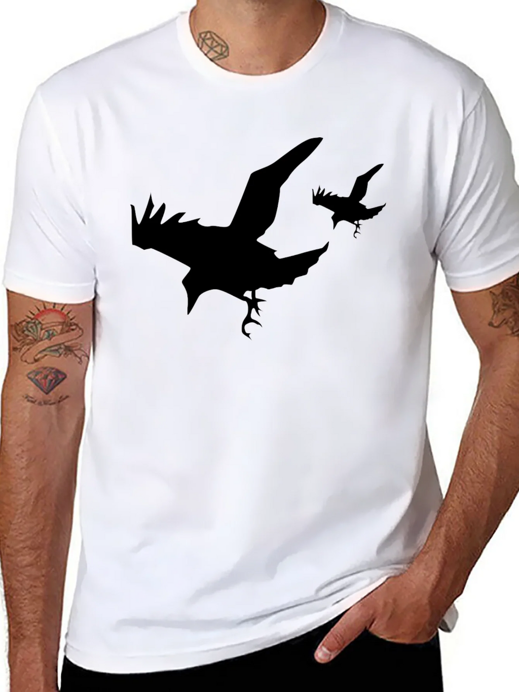 Raven Silhouette T-Shirt - Black Graphic Tee product image 10