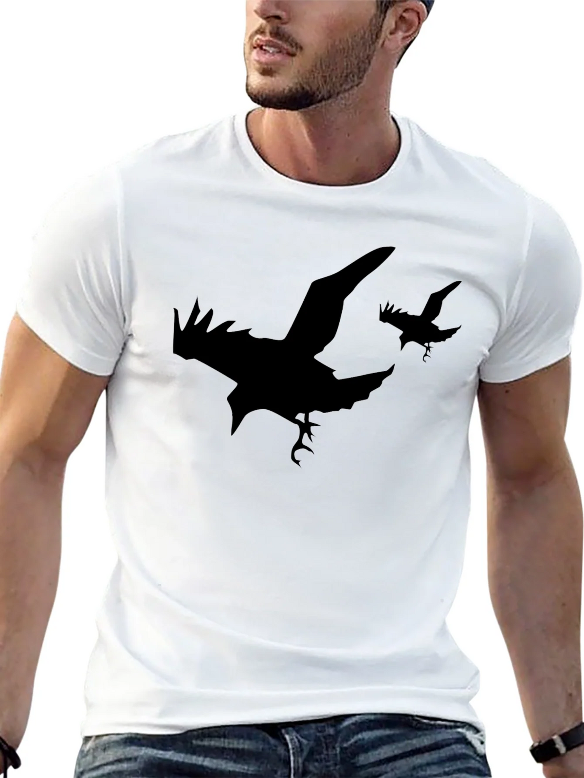Raven Silhouette T-Shirt - Black Graphic Tee product image 4