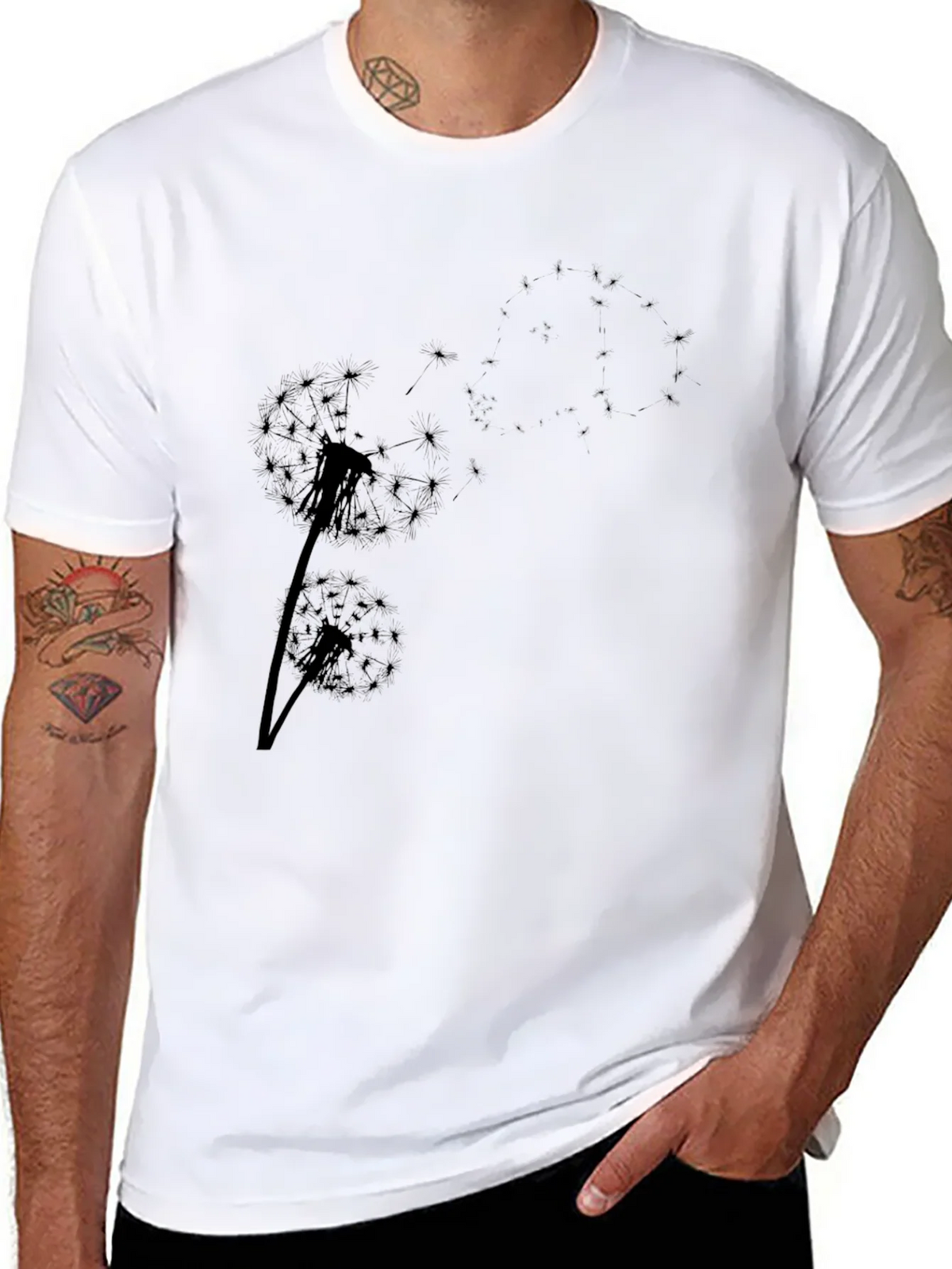 Dandelion Print Black T-Shirt - Casual Comfort product image 10