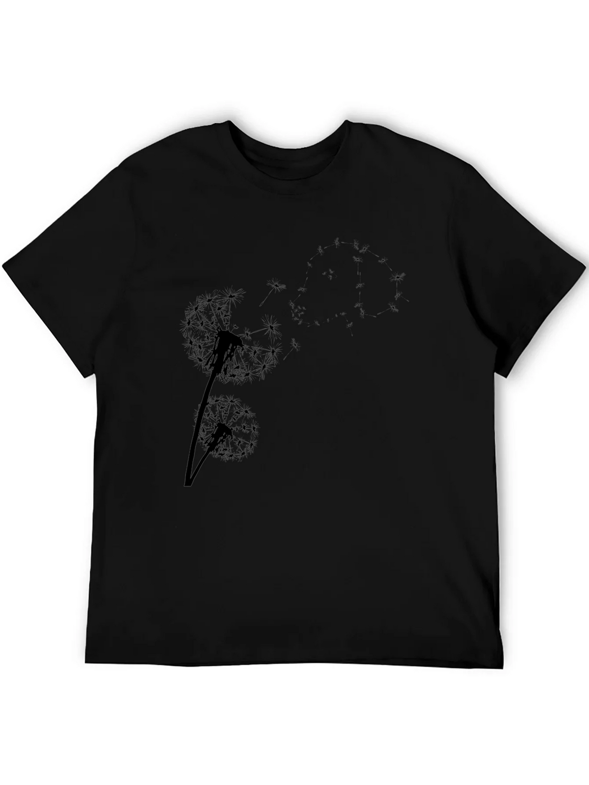 Dandelion Print Black T-Shirt - Casual Comfort product image 8