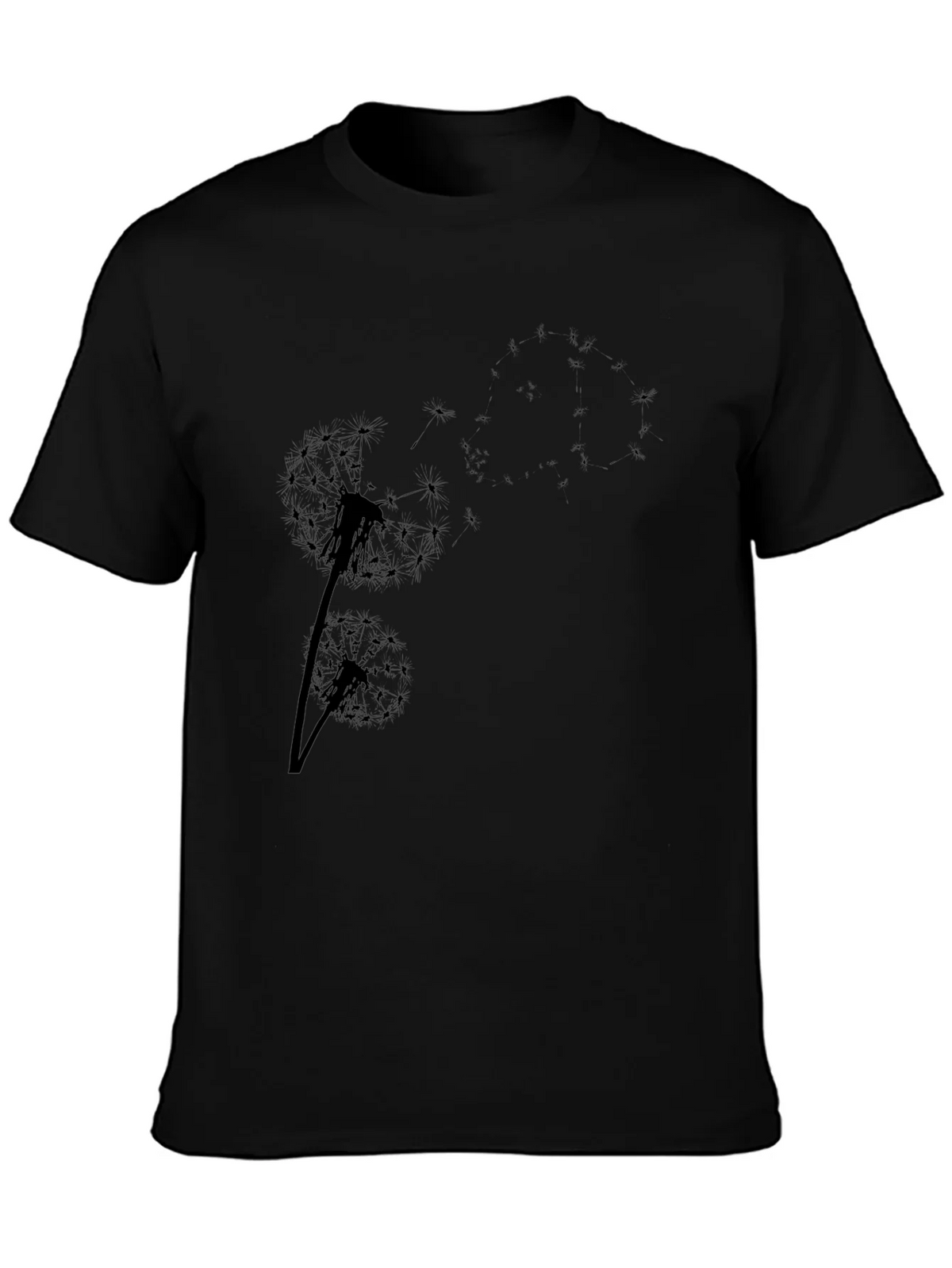 Dandelion Print Black T-Shirt - Casual Comfort product image 6