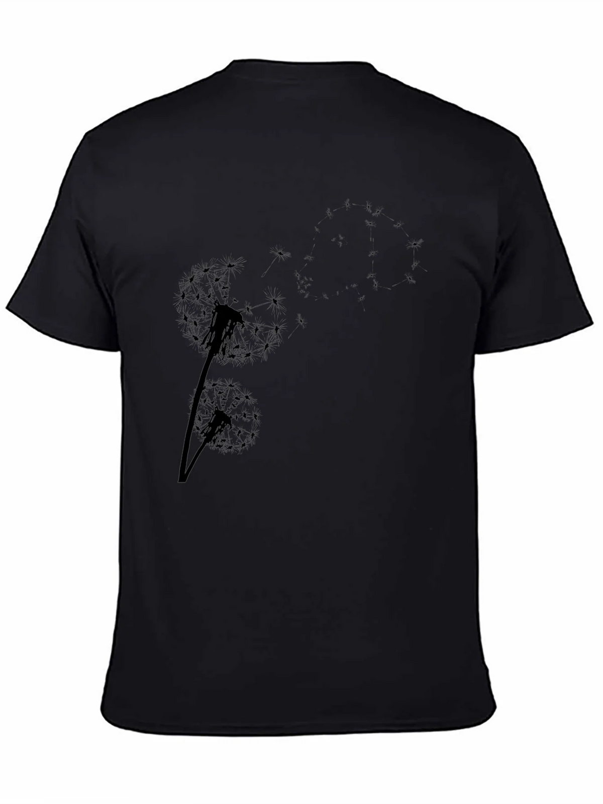 Dandelion Print Black T-Shirt - Casual Comfort product image 7