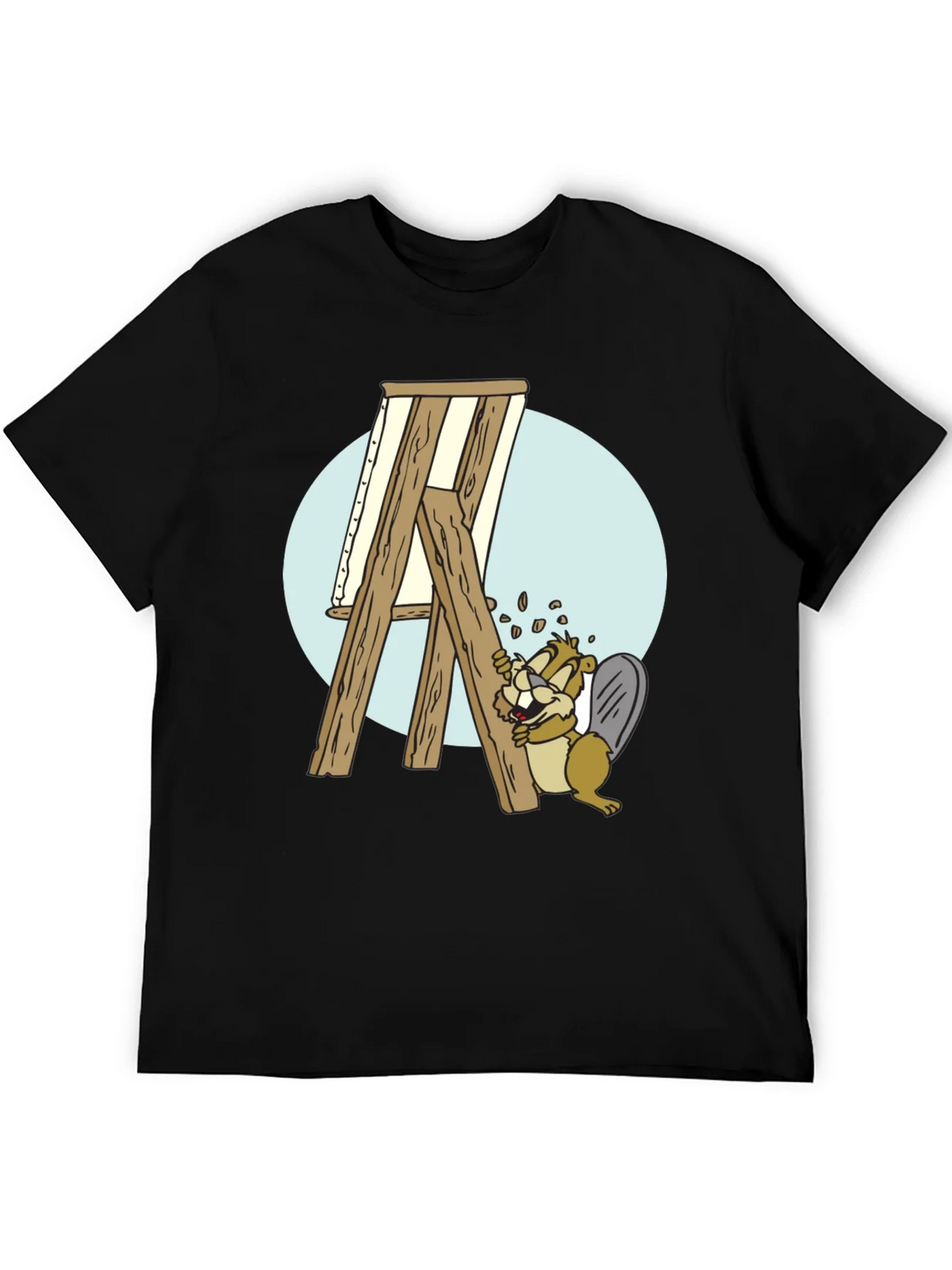 Cartoon Beaver Artist T-Shirt - Black product image 8