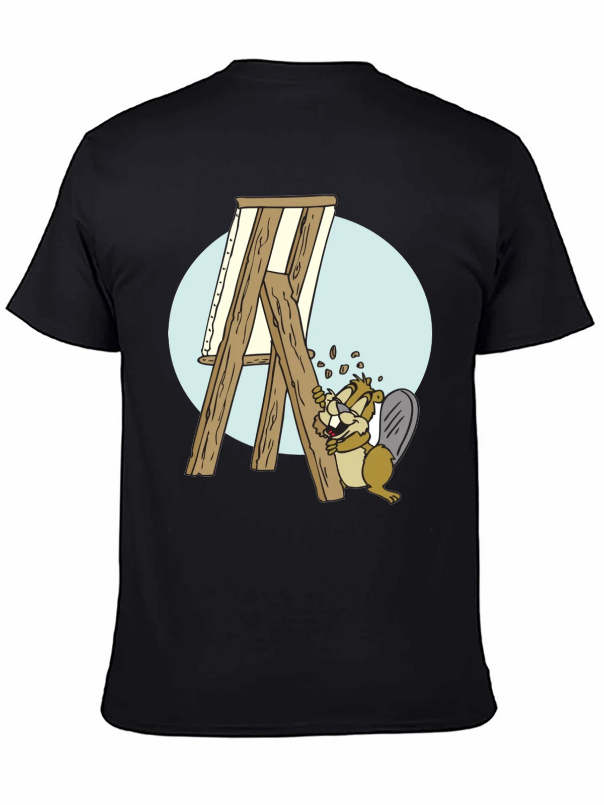 Cartoon Beaver Artist T-Shirt - Black product image 7
