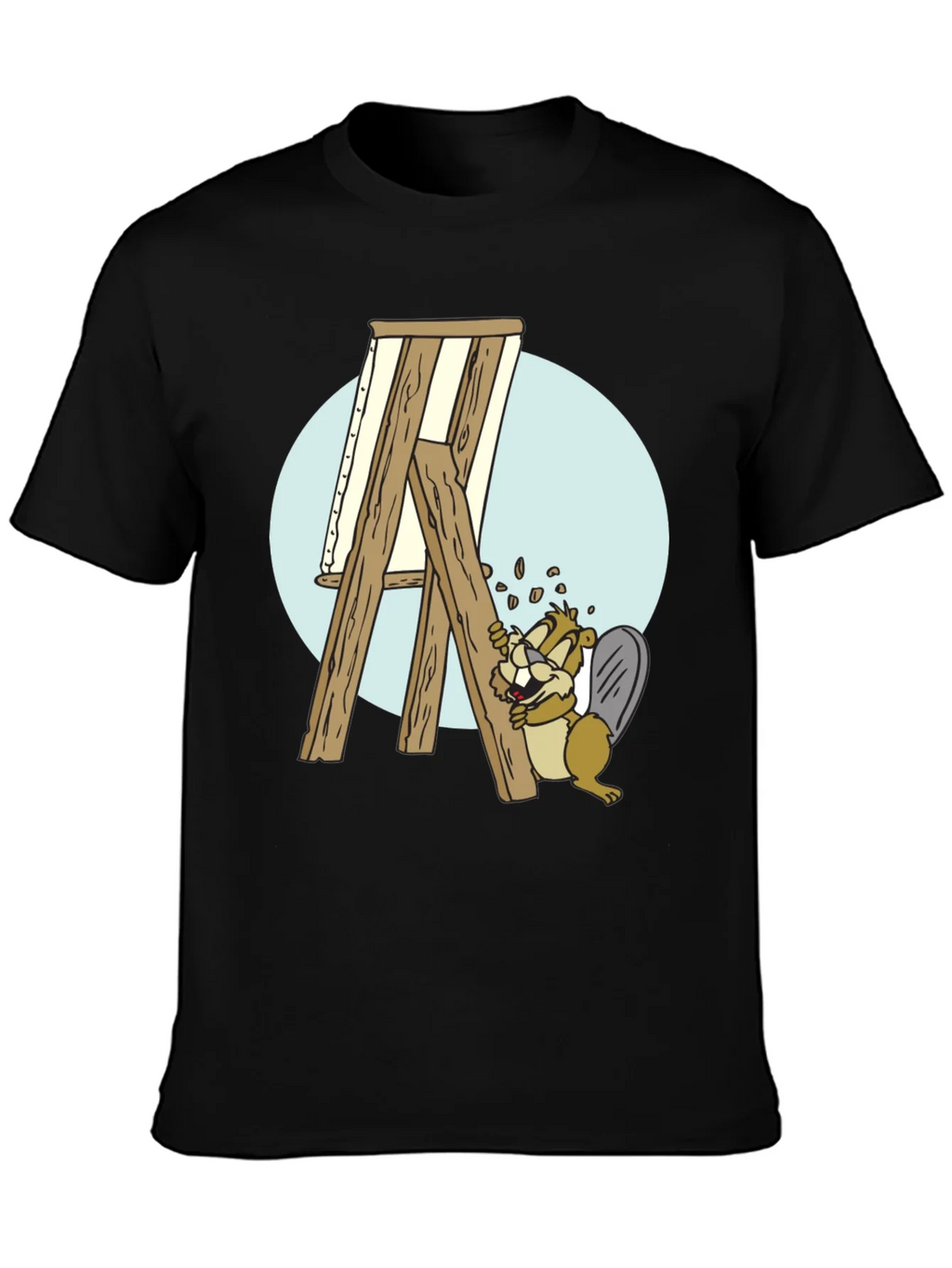 Cartoon Beaver Artist T-Shirt - Black product image 6