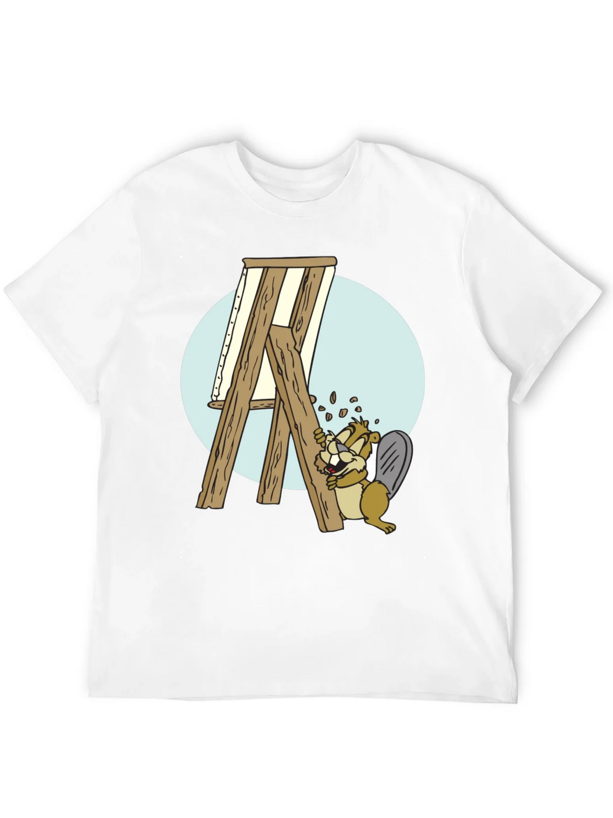 Cartoon Beaver Artist T-Shirt - Black product image 3