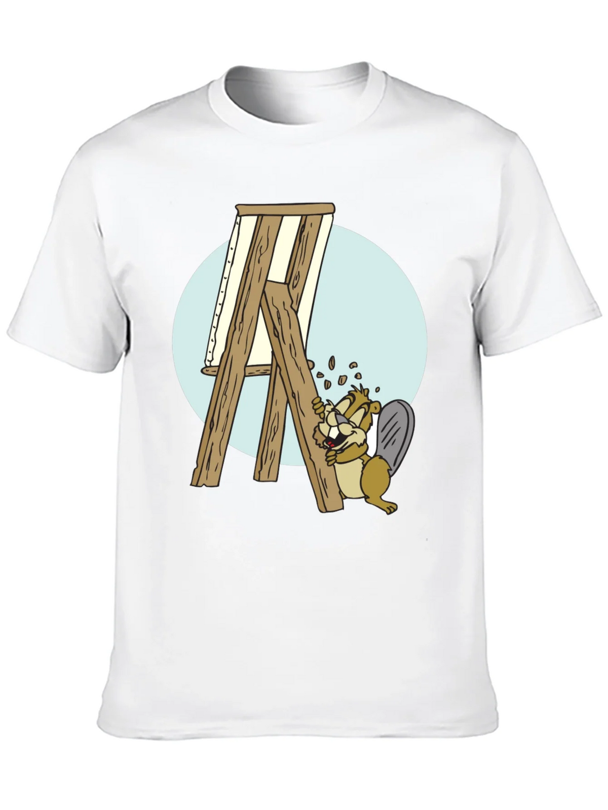 Cartoon Beaver Artist T-Shirt - Black product image 12