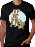 Cartoon Beaver Artist T-Shirt - Black product image 1