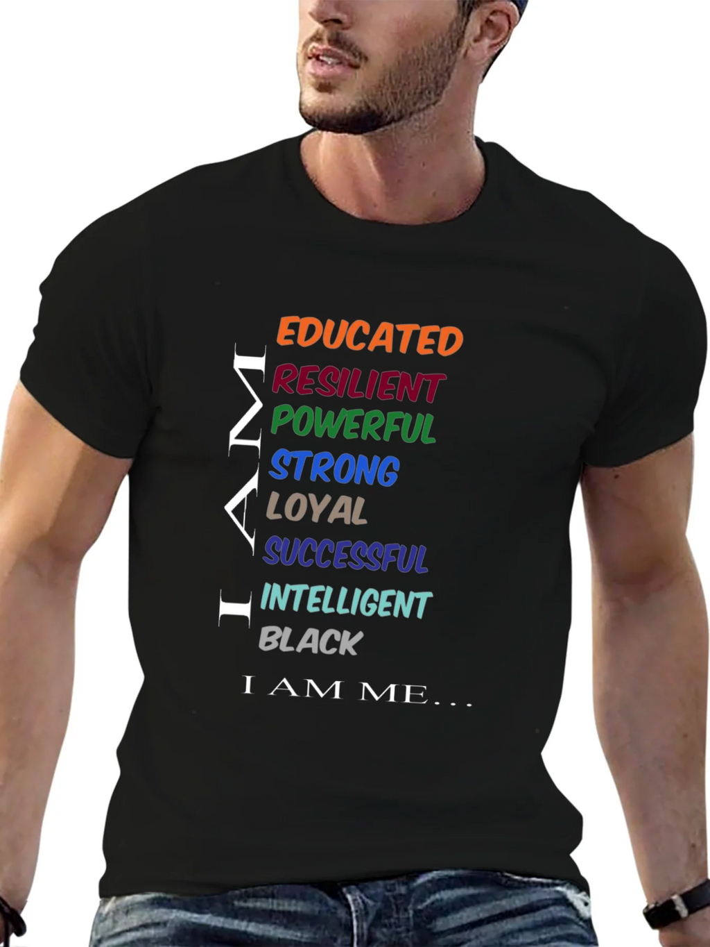 Empowered Man Black T-Shirt: Educated Resilient Strong product image 9