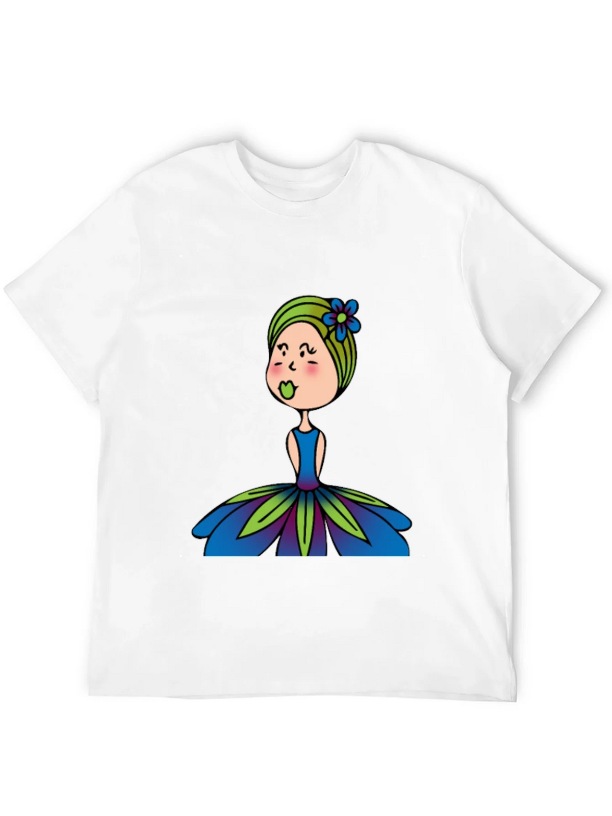 Cute Girl Flower Dress Graphic Black T-Shirt product image 3
