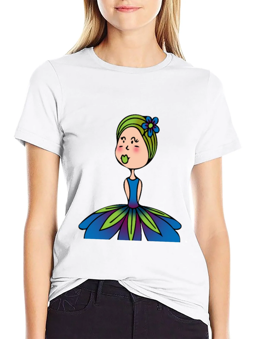 Cute Girl Flower Dress Graphic Black T-Shirt product image 11