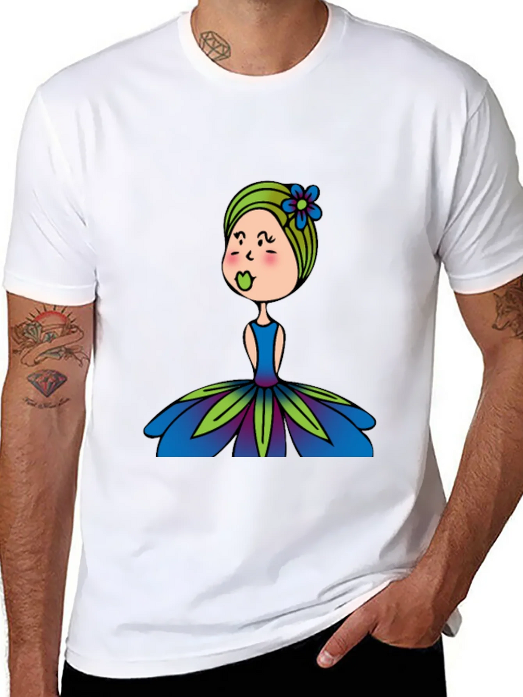 Cute Girl Flower Dress Graphic Black T-Shirt product image 10