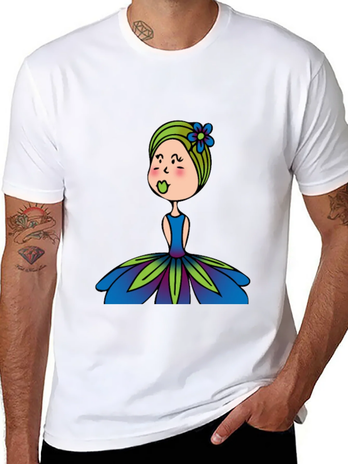 Cute Girl Flower Dress Graphic Black T-Shirt product image 10
