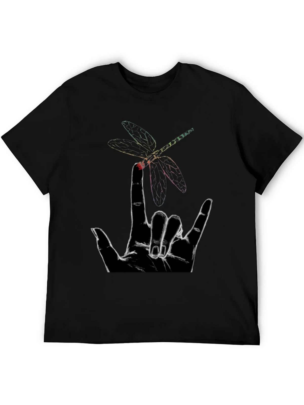 Dragonfly Hand Sign Graphic Tee - Black Cotton product image 8