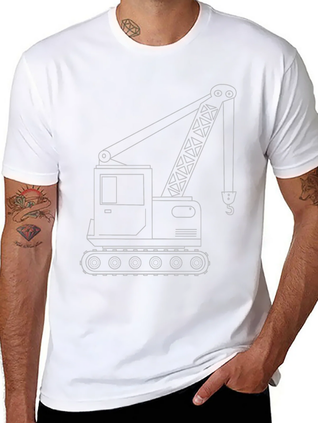 Crane Outline Graphic T-Shirt - Construction Vehicle Tee product image 10