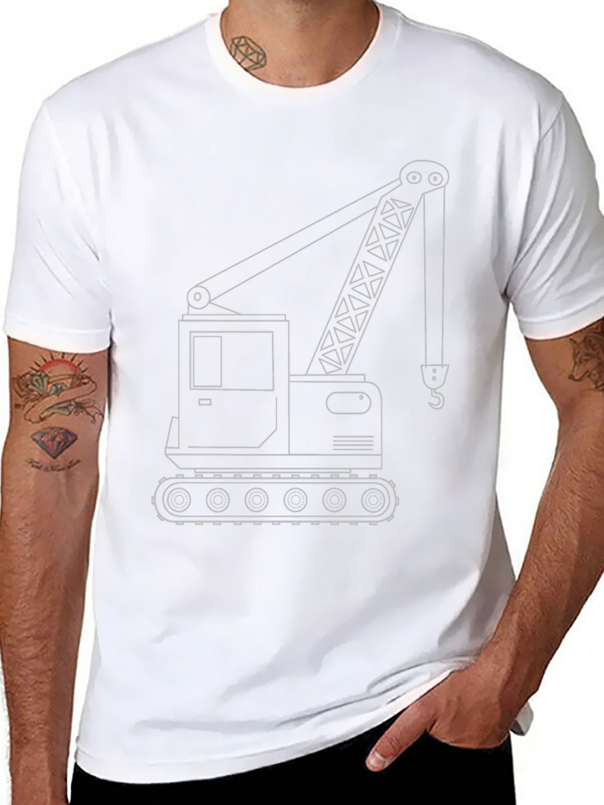 Crane Outline Graphic T-Shirt - Construction Vehicle Tee product image 10