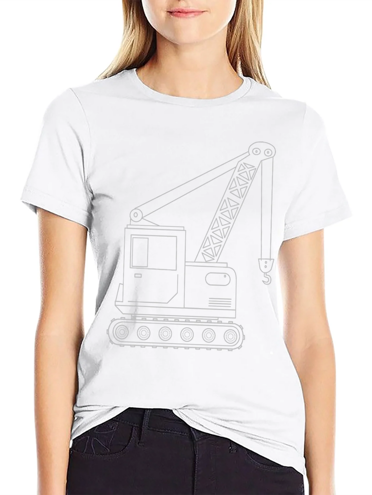 Crane Outline Graphic T-Shirt - Construction Vehicle Tee product image 11