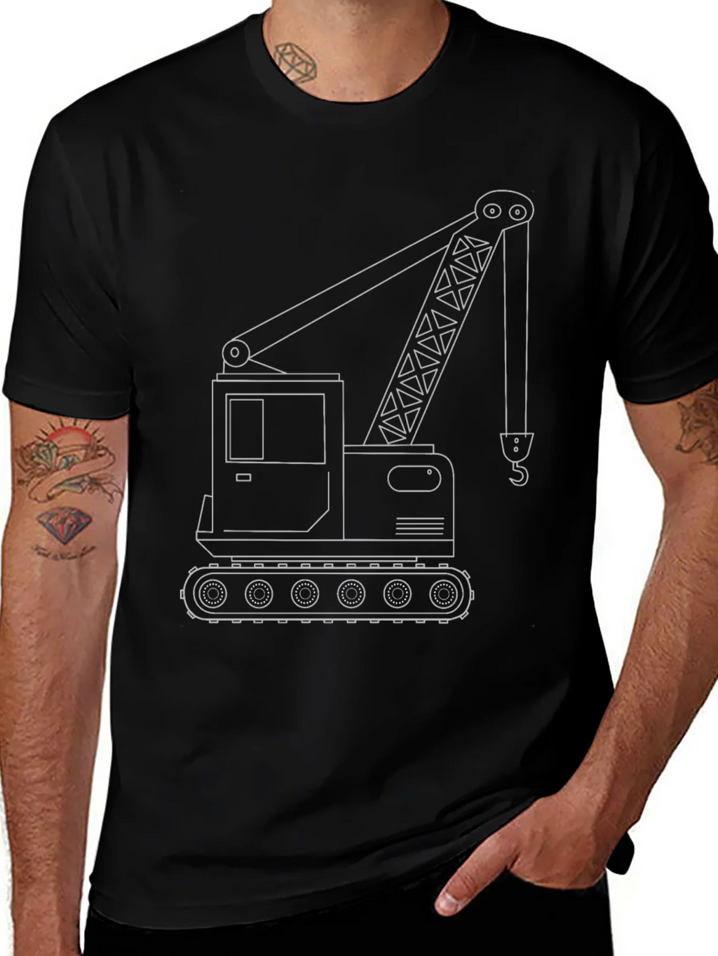 Crane Outline Graphic T-Shirt - Construction Vehicle Tee product image 1