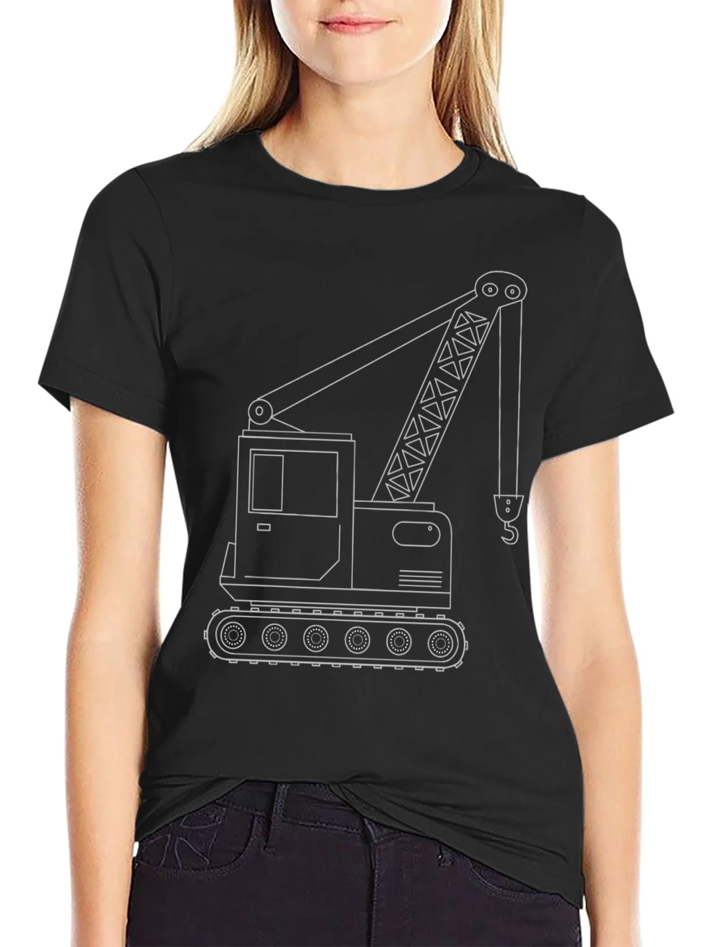 Crane Outline Graphic T-Shirt - Construction Vehicle Tee product image 5