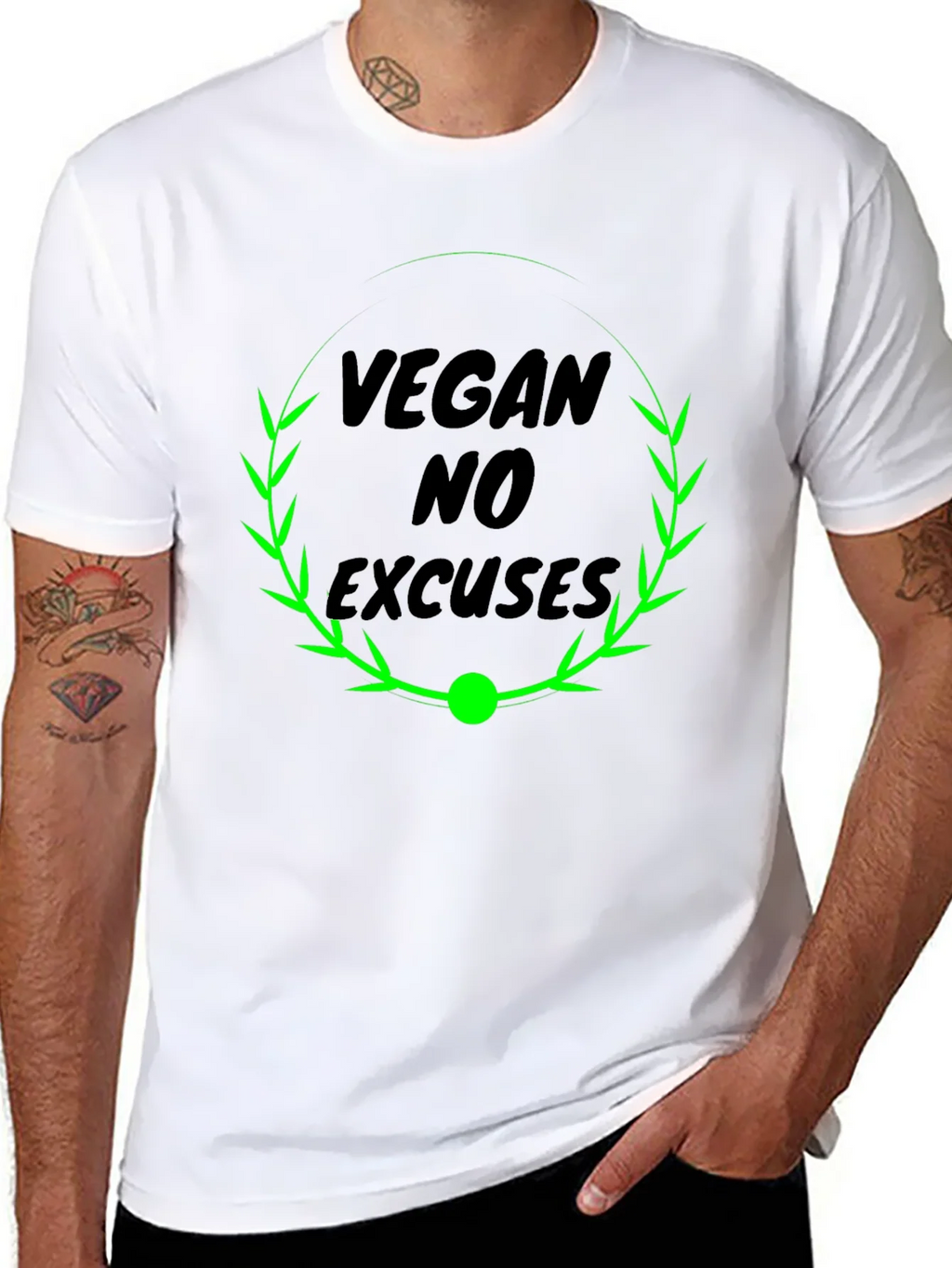 Vegan No Excuses Black Graphic T-Shirt product image 10